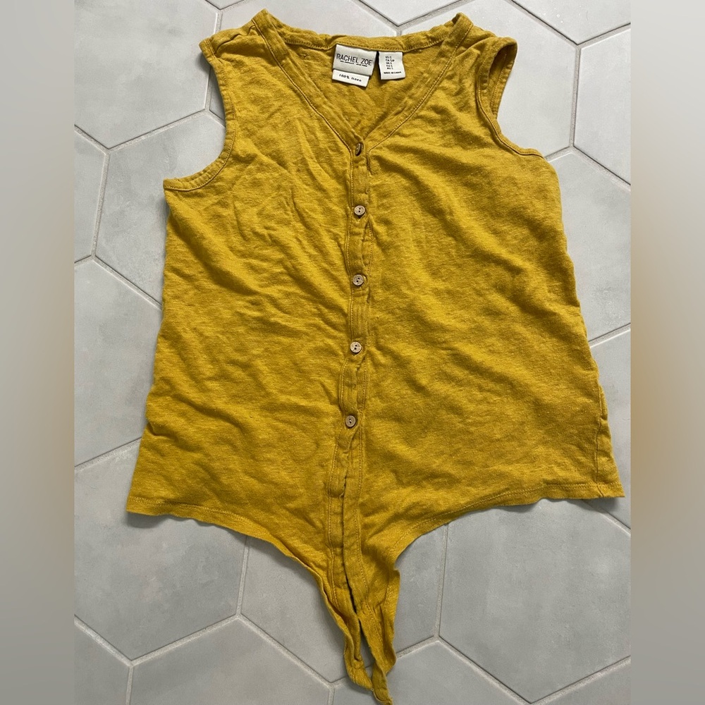 Rachel Zoe Mustard Linen Top